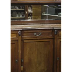 Pamono Walnut Cupboard with Beveled Glass and Marble Top Hot
