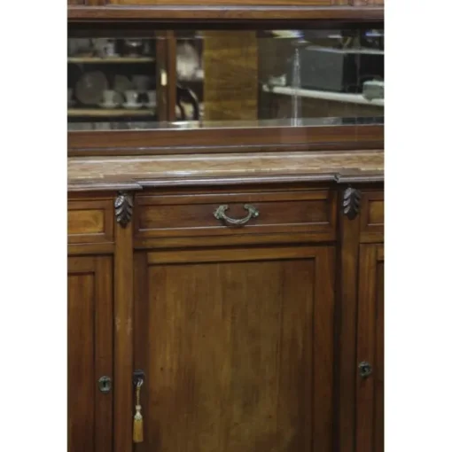 Pamono Walnut Cupboard with Beveled Glass and Marble Top Hot
