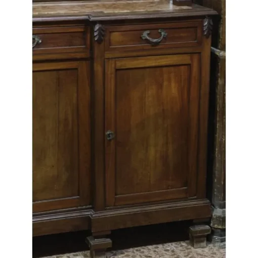 Pamono Walnut Cupboard with Beveled Glass and Marble Top Hot