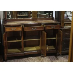 Pamono Walnut Cupboard with Beveled Glass and Marble Top Hot