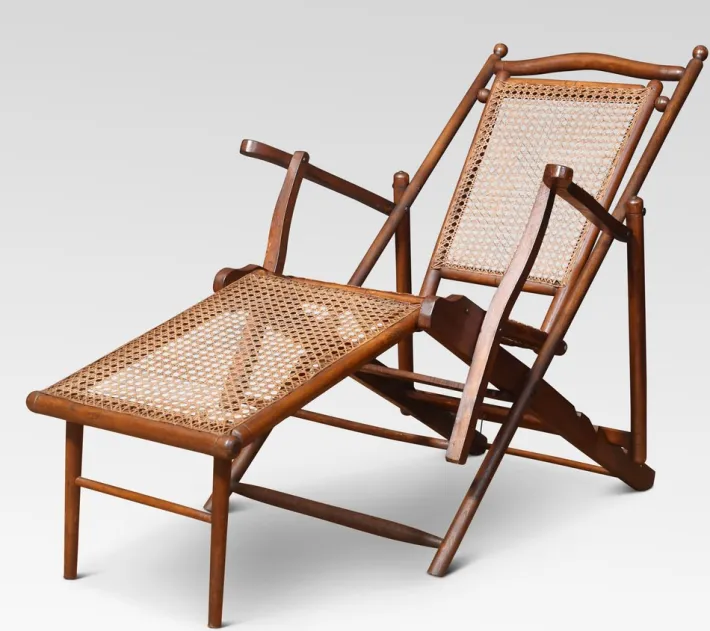 Pamono Walnut Framed Folding Steamer Deck Chair, 1890s Sale