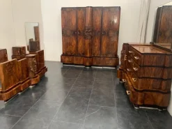 Pamono Walnut Furniture with Carvings in the style of Ducrot, 1920s, Set of 8 Hot