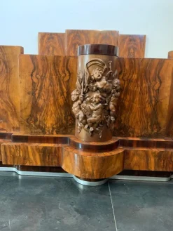 Pamono Walnut Furniture with Carvings in the style of Ducrot, 1920s, Set of 8 Hot