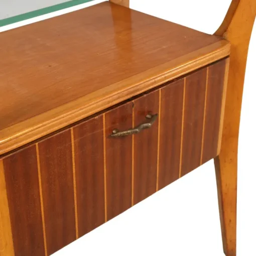 Pamono Walnut, Maple & Crystal Nightstand by Gio Ponti for La Permanente Mobili Cantù, 1940s New