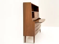 Pamono Walnut Secretary with Wave Front by Erling Torvits, Denmark, 1960s Hot