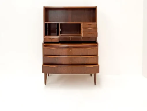 Pamono Walnut Secretary with Wave Front by Erling Torvits, Denmark, 1960s Hot