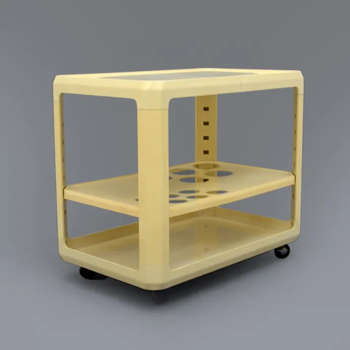 Pamono White Bar Trolley by Alberto Rosselli for Kartell, 1970s New