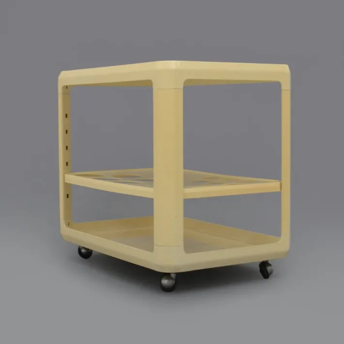 Pamono White Bar Trolley by Alberto Rosselli for Kartell, 1970s New