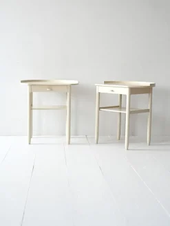 Pamono White Bedside Tables by Sven Engström & Gunnar Myrstrand for Bodafors, 1960s, Set of 2