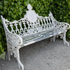 Pamono White Garden Bench in Cast Iron Sale
