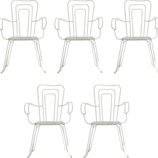 Pamono White Garden Chairs With Woven Plastic Seats, Italy, 1960s, Set of 5 Discount