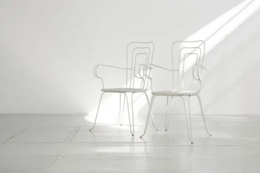 Pamono White Garden Chairs With Woven Plastic Seats, Italy, 1960s, Set of 5 Discount