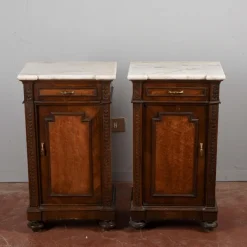 Pamono White Marble Bedside Tables, Late 19th Century, Set of 2 Clearance