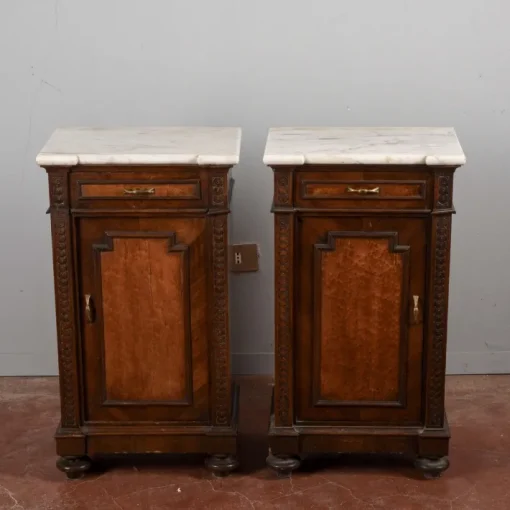 Pamono White Marble Bedside Tables, Late 19th Century, Set of 2 Clearance