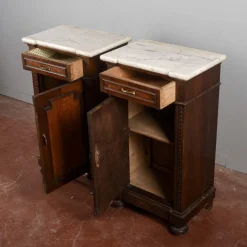 Pamono White Marble Bedside Tables, Late 19th Century, Set of 2 Clearance