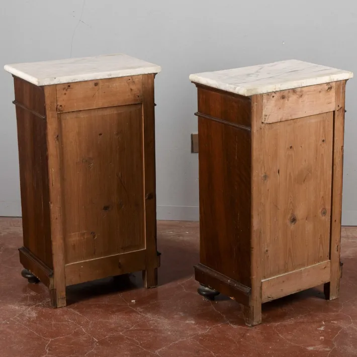 Pamono White Marble Bedside Tables, Late 19th Century, Set of 2 Clearance