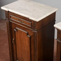 Pamono White Marble Bedside Tables, Late 19th Century, Set of 2 Clearance
