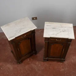 Pamono White Marble Bedside Tables, Late 19th Century, Set of 2 Clearance