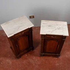 Pamono White Marble Bedside Tables, Late 19th Century, Set of 2 Clearance