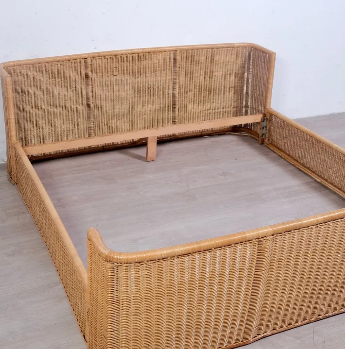 Pamono Wicker Double Bed by A. Dal Lago for Germa, 1970s Clearance