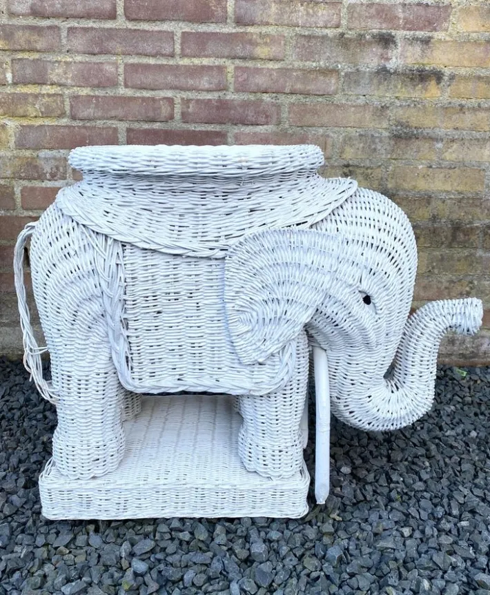 Pamono Wicker Elephant Garden Stool Best