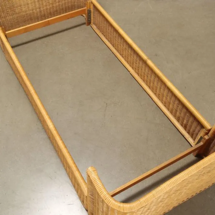 Pamono Wicker Single Bed, 1970s Best
