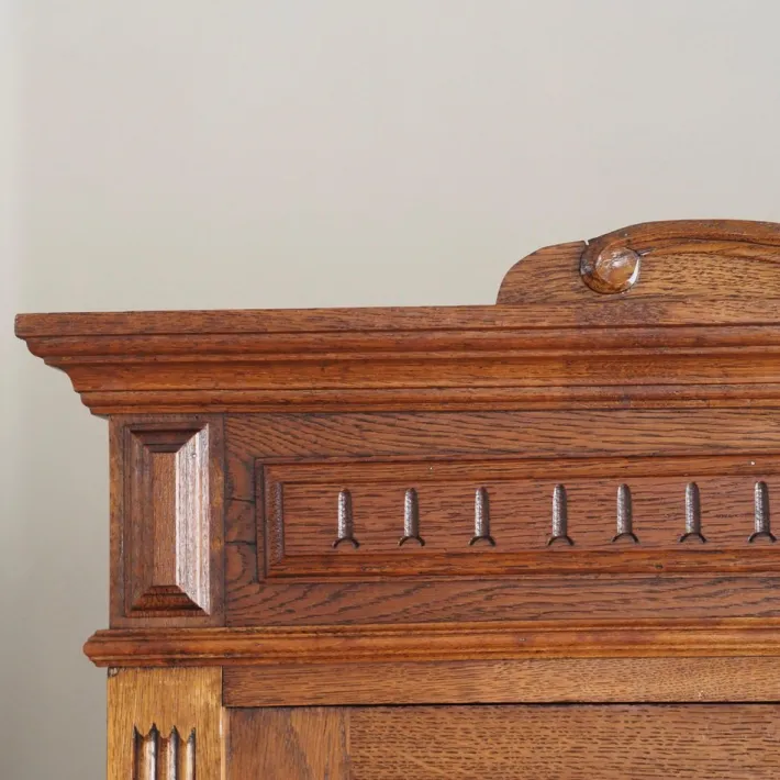 Pamono Wilhelminian 3-Door Wardrobe in Oak with Mirror, 1890s Sale