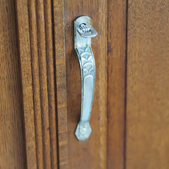 Pamono Wilhelminian 3-Door Wardrobe in Oak with Mirror, 1890s Sale