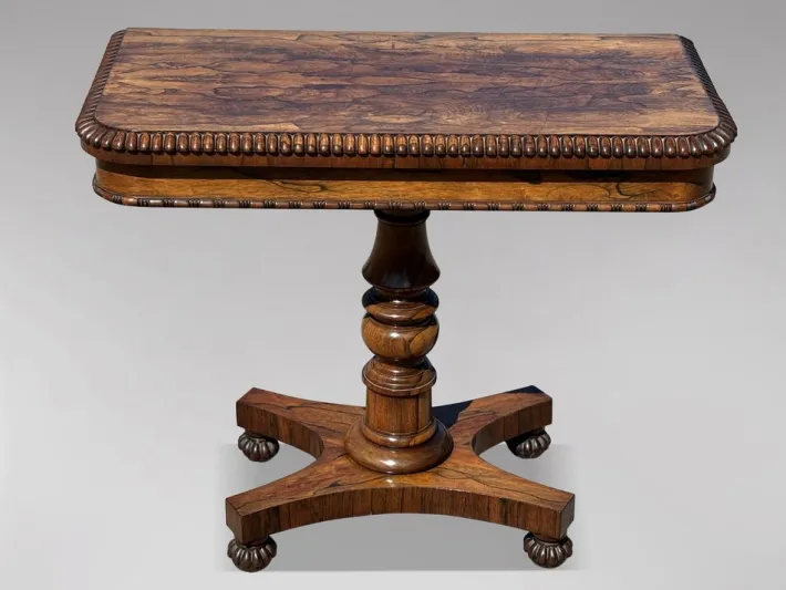 Pamono William IV Rosewood Fold-Over Card Table, 1830s Hot