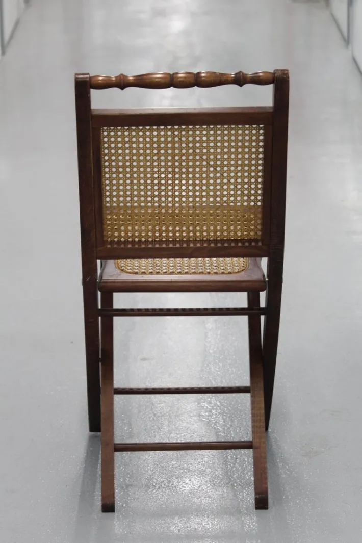Pamono Wood and Cane Folding Chair, 1970s