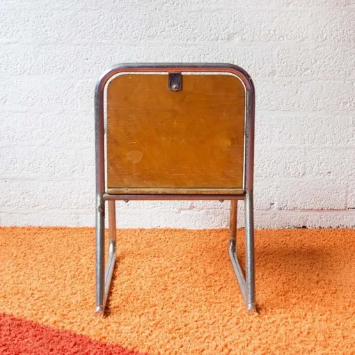 Pamono Wood and Chrome Tubular Childrens Chair, 1960s New