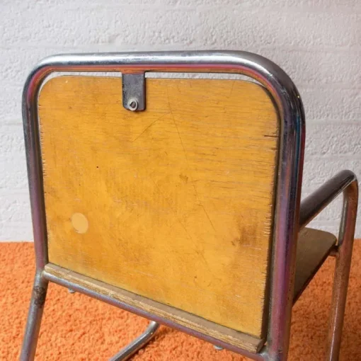 Pamono Wood and Chrome Tubular Childrens Chair, 1960s New
