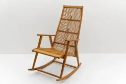 Pamono Wood and Rattan Rocking Chair from Deutsche Werkstätten Hellerau, 1960s