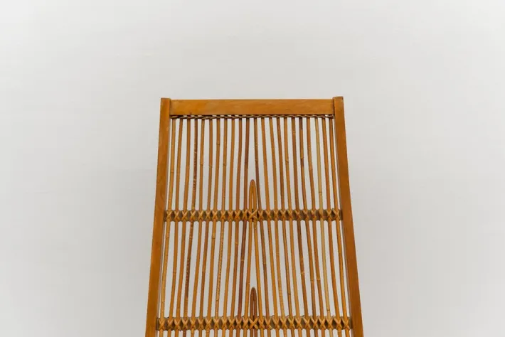 Pamono Wood and Rattan Rocking Chair from Deutsche Werkstätten Hellerau, 1960s