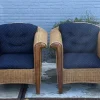 Pamono Wood and Wicker Armchairs, 1980s, Set of 2 New