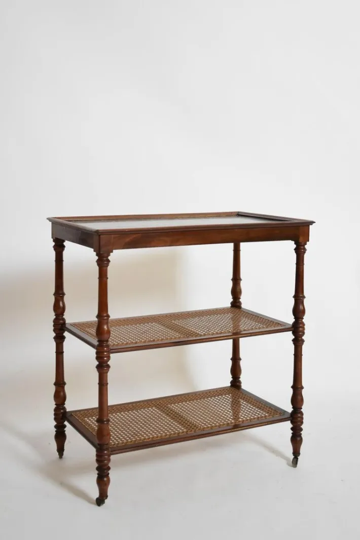 Pamono Wood, Cane and Marble Trolley, 19th Century Clearance