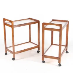 Pamono Wooden and Laminate Trolleys, 1970s, Set of 2 Online