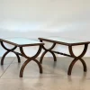 Pamono Wooden and Mirror Coffee Tables, 1960s, Set of 2