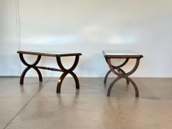 Pamono Wooden and Mirror Coffee Tables, 1960s, Set of 2
