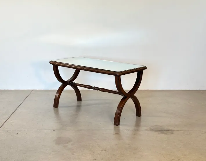 Pamono Wooden and Mirror Coffee Tables, 1960s, Set of 2