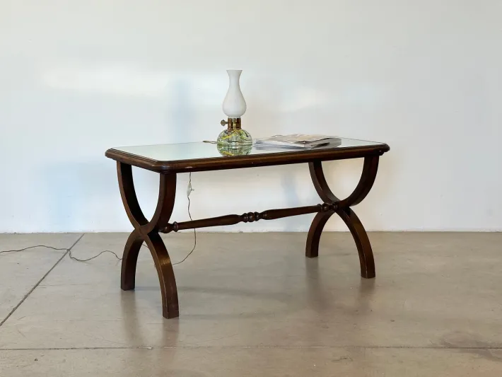 Pamono Wooden and Mirror Coffee Tables, 1960s, Set of 2