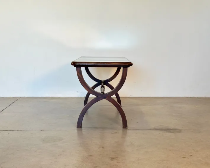 Pamono Wooden and Mirror Coffee Tables, 1960s, Set of 2