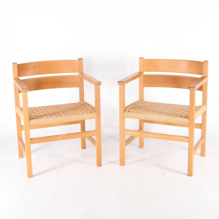 Pamono Wooden and Rope Armchairs, 1970s, Set of 2