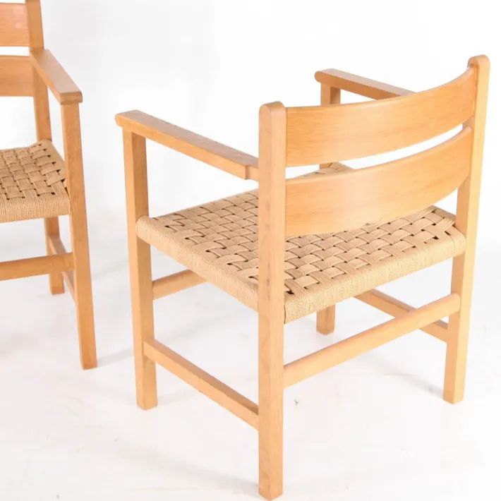 Pamono Wooden and Rope Armchairs, 1970s, Set of 2