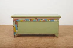 Pamono Wooden Chest with Geometric Painting Online
