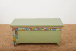 Pamono Wooden Chest with Geometric Painting Online