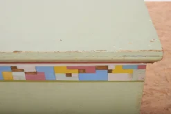 Pamono Wooden Chest with Geometric Painting Online