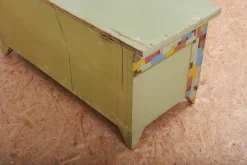 Pamono Wooden Chest with Geometric Painting Online