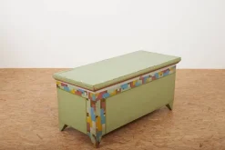 Pamono Wooden Chest with Geometric Painting Online