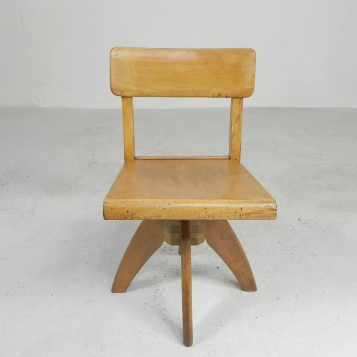 Pamono Wooden Swivel Chair, 1950s Discount